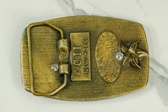 Stag and Trees in Moonlight brass belt buckle western