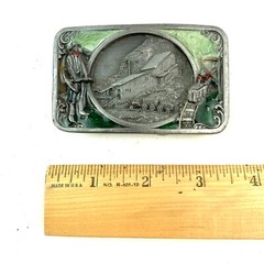 1983 Mining Detailed Colorful Enamel Metal Belt Buckle Spec Cast Siskiyou