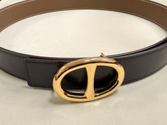 32mm Buckle Replacement Belt Buckle Oval Polished Gold/Silver H with Pouch