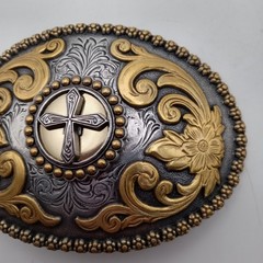 Nocona Western Belt Belt Belt Large Sliver Gold Metal Cowboy Western Christian