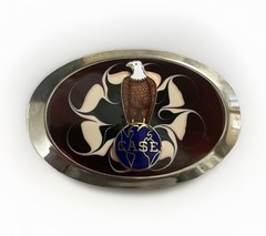 Case Belt Buckle Old Abe Bald Eagle & Globe Trademark Red Cloisonne