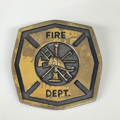 Vintage 1978 BTS Solid Brass Fire Dept Belt Buckle Made in USA Firefighter