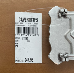 Cavender’s Bull Silver and Black Belt Buckle with Stars NWT Size 32