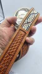 Montana Silversmiths Western Belt Buckle End of the Trail & Custom 48&Prime; Belt