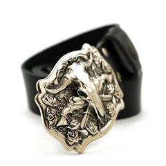 German silver belt buckle American Bison Buffalo Skull, Longhorn Cattle buckle
