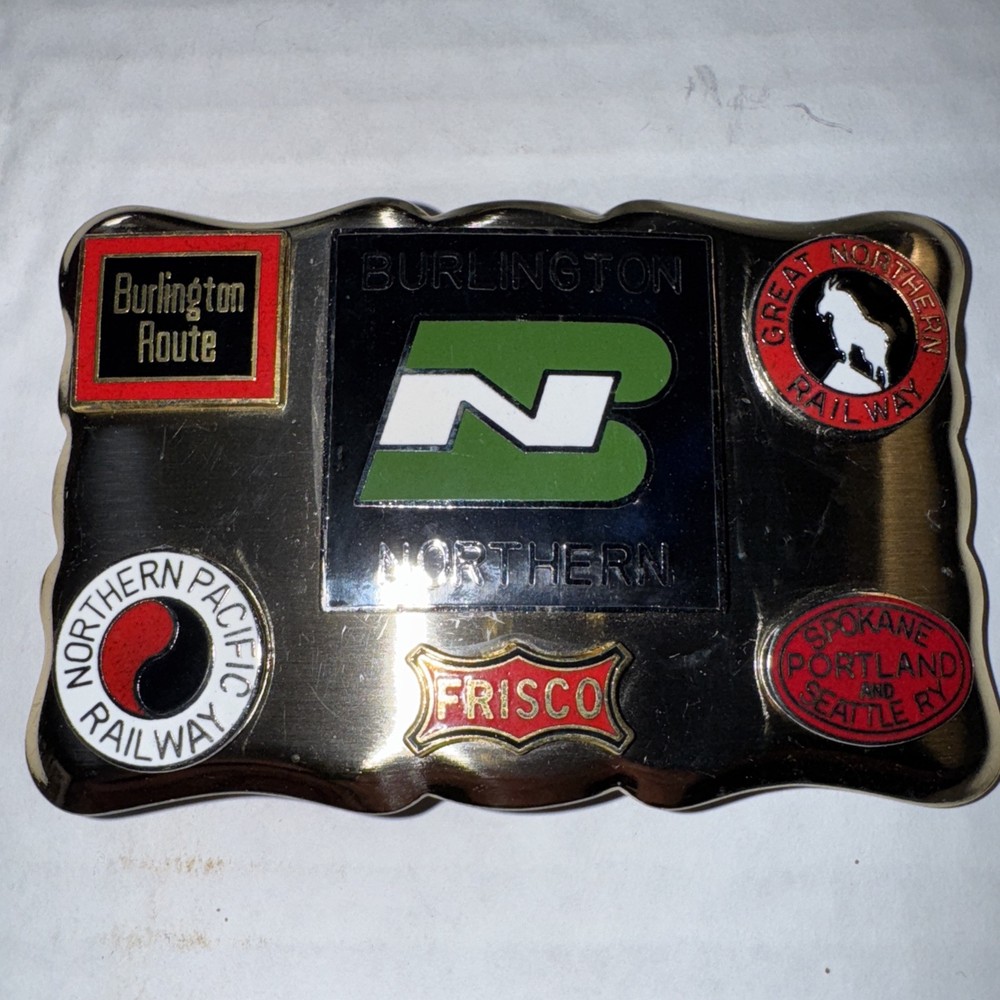 Burlington Northern NPRR Train Railroad BN Frisco Railway Vtg Belt Buckle