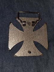 Vintage Maltese Iron Cross Belt Buckle. Pewter/Black. Biker/Gothic. LA Design