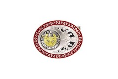 Western Buckle Gold Silver Red Longhorn Horseshoe Rodeo Bull Cowboy Fit 2 »