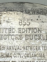 1977 Hesston Silver Award 655 NFR Rodeo Belt Buckle Bull Rider Cowboy