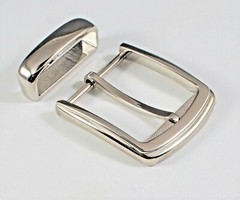 New 1 1/2&Prime;(38mm) pin buckle + loop buckle set(#T11) man women nickel color USA