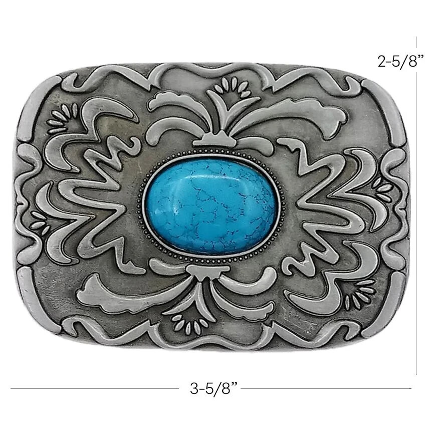Indian American Style Turquoise Round Belt Buckle Southwest Style