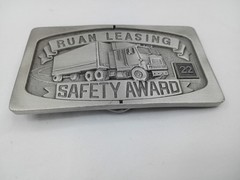 Vintage Ruan Semi Trucking Pewter Belt Buckle Made in USA Year Safety Award « 22 »