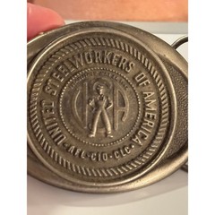 Vintage United Steelworkers of America Belt Buckle Kolbaco District 37 USA Metal