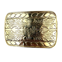 Vintage Unbranded Made in USA Bright Gold Tone Ornate Western Belt Buckle