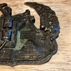 Vintage Brass Hell On Wheels Winged Biker Skeleton Motorcycle Belt Buckle
