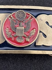 Belt Buckle WWII Eagle Crest Emblem Limited Edition American Blue & Red enamel