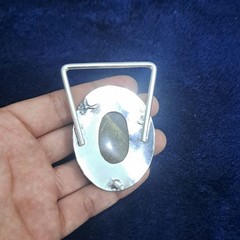 Golden Rutilated Quartz Belt Buckle Silver Plated Handmade Western Cowboy buckle