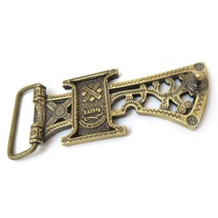 Runic Axe brass belt buckle, Medieval military weapon ax solid brass belt buckle