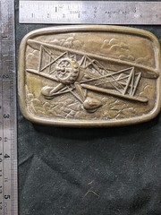 Avon Men&rsquo;s Gold Tone Airplane Aviation Metal Western Belt Buckle 1.75 in