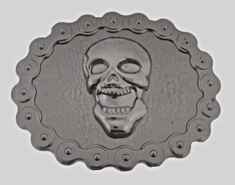 Skull Belt Buckles Tribal Gunmetal Gray Vintage Costume Skeleton Halloween Party