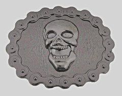 Skull Belt Buckles Tribal Gunmetal Gray Vintage Costume Skeleton Halloween Party