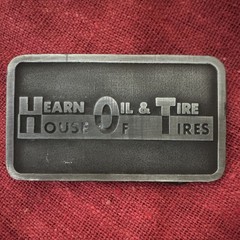 Vintage Hearn Oil & Tire House Advertising Belt Buckle