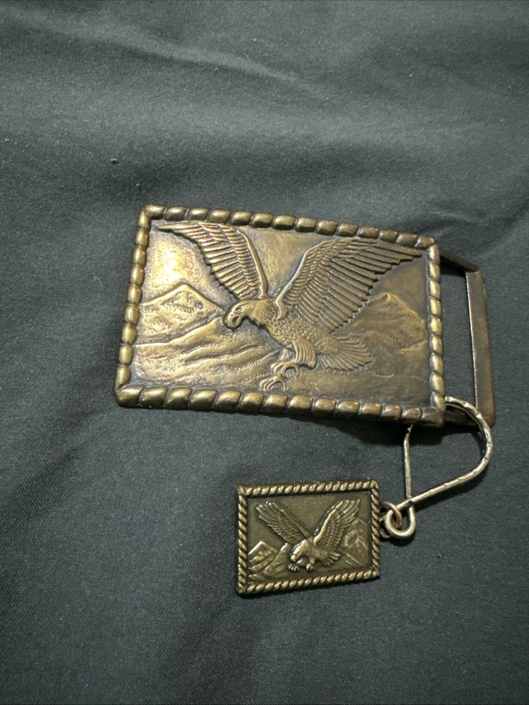 1970s vintage EAGLE belt buckle WESTERN american BRASS cowboy AMERICAN