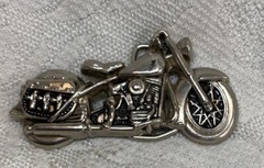 4&Prime; wide Figural Motorcycle W/ Saddle bag Silver color bikers belt buckle