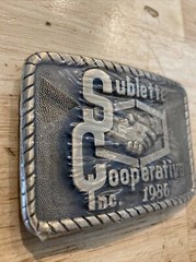 CO-OP Belt Buckle Collector METAL Man Cave Original Farm Ranch Cowboy Patina
