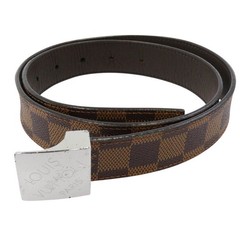 Louis Vuitton M6803 Damier Logo Buckle Suntulle Carre Leather Belt Brown Used