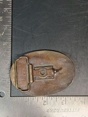 Vintage BERT Leather Inlay Brass Tone Belt Buckle Made USA