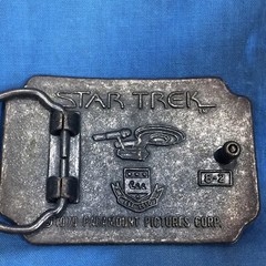 vintage 70s STAR TREK BRASS BELT BUCKLE lee jeans spock kirk sci fi movie 80s