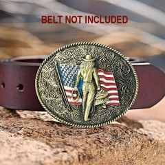 Western Cowgirl Rodeo Roper Bronze Tone Cowboy Belt Buckle • American Flag