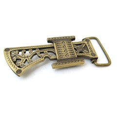 Runic Axe brass belt buckle, Medieval military weapon ax solid brass belt buckle