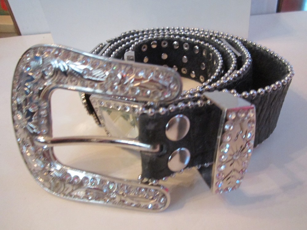FACETED CRYSTALS RELIGIOUS CROSS & STUDS BELT BUCKLE & LEATHER BELT – BBA-28