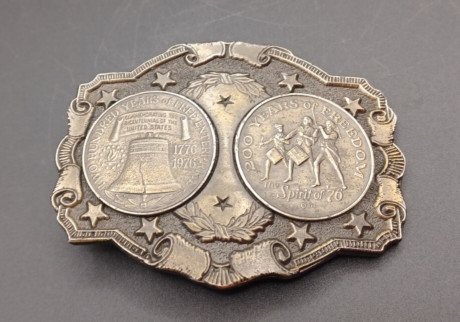 Lewis Spirit Of Freedom 1776-1976 United States 2 Coin Token Brass Belt Buckle