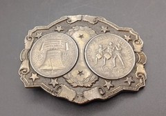 Lewis Spirit Of Freedom 1776-1976 United States 2 Coin Token Brass Belt Buckle
