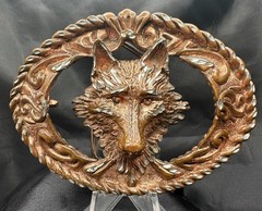 Dire Wolf Scalloped Western Metal Belt Buckle Cowboy Style Made in U.S.A EJC &rsquo;95