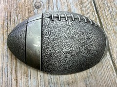 American Football Sports Textured Ball Cutout Silver Color Figural Belt Buckle