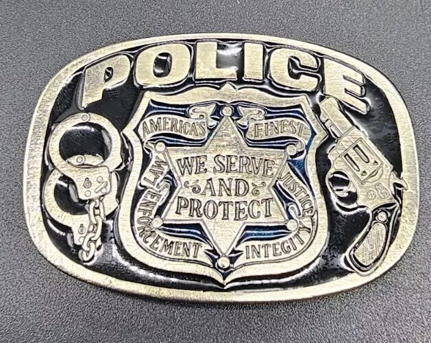 Belt Buckle Protect Serve Badge Police Officer USA Department