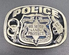 Belt Buckle Protect Serve Badge Police Officer USA Department