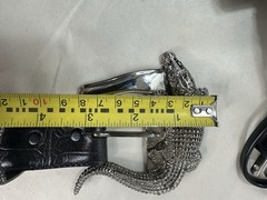 Vintage Large Silver Alligator Buckle and Black Alligator Belt Size S Small