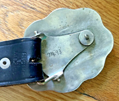 Horse Head Belt Buckle and Black Leather Belt 47 in Made in Mexico