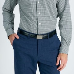 Haggar Men&rsquo;s Sleek Plaque Buckle Dress Belt Large (38-40), Black