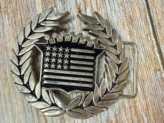 Cadillac Crown Logo Emblem Flag Silver Color Famous Stars & Straps Belt Buckle