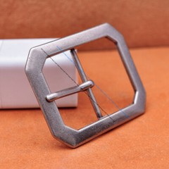 Men Rectangle Heavy Duty Strong Silver Center Bar Pin Belt Buckle Fit 40mm Strap