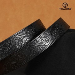 TRIWORKS Mens Western Cowboy Belt – Cowgirl Fit Size 34&Prime;-37&Prime;, Black
