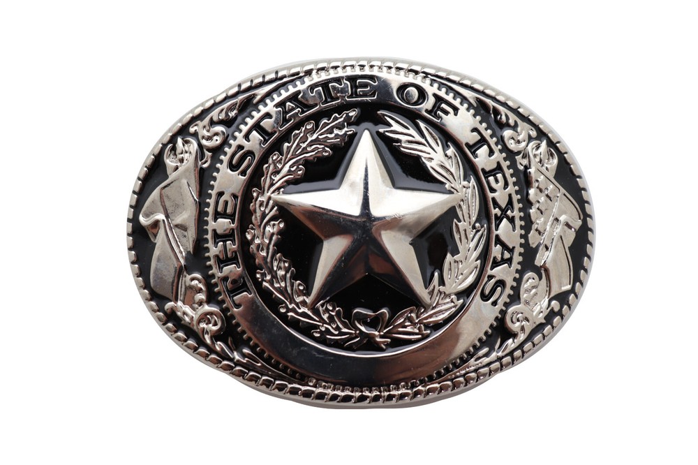 Men Women Silver Color Metal Belt Buckle Western Cowboy Texas State Lone Star TX