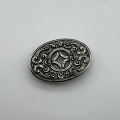 Bohemian Oval Nickel Silver Belt Buckle – Handcrafted Boho Western