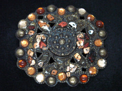 TE05166 REALLY NICE **MULTI-COLOR AGATE STONE & CRYSTALS** FASHION BELT BUCKLE